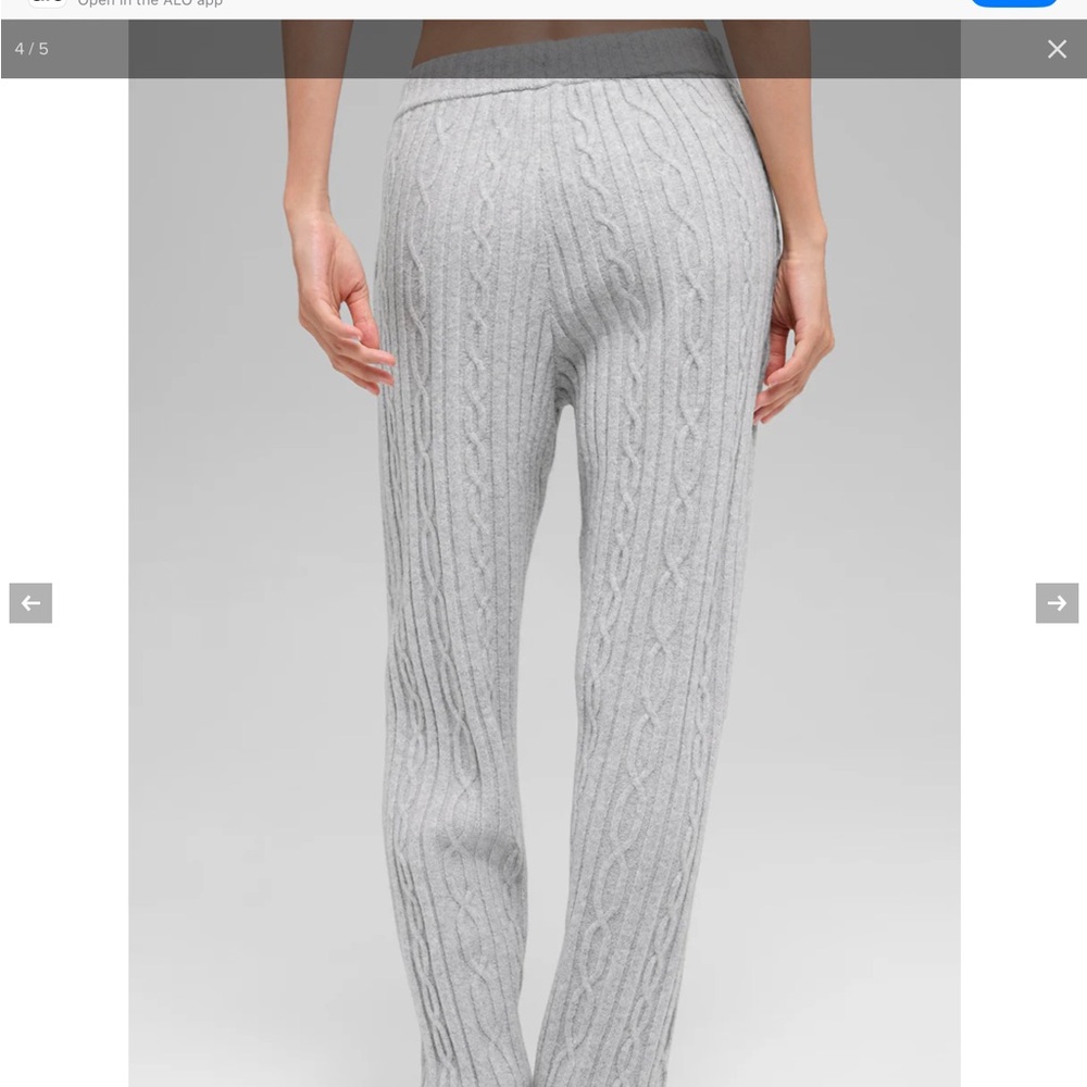 ALO Yoga Women's Gray Cable Knit Joggers (PRICEDROP) - Picture 2 of 5